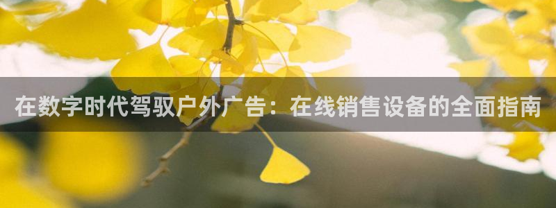 杏宇平台怎么样知乎：在数字时代驾驭户外广告：在线销售设备的全面指南